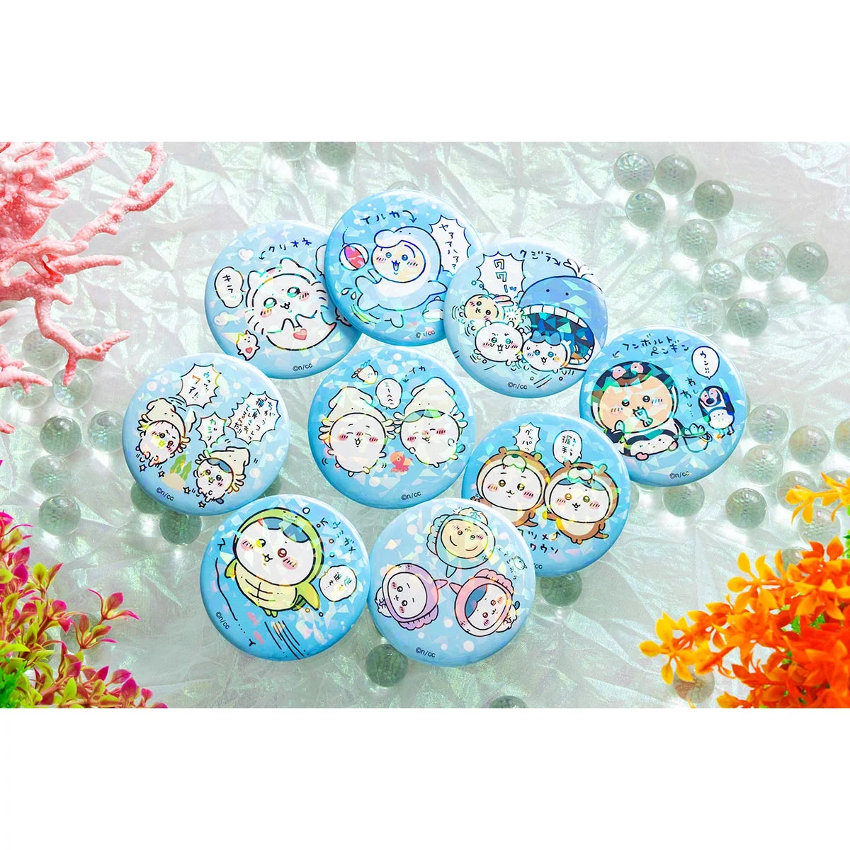 Chiikawa Aquarium Hologram Button Badge Collection - Blind Pack