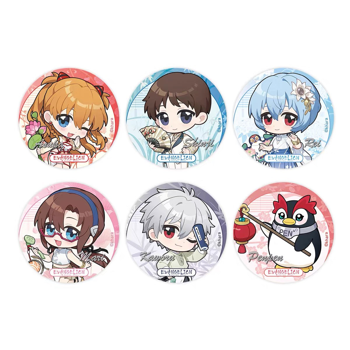 EVANGELION Falling Blossoms Chinese-Style Pop-Up Chibi Badge - Blind Pack