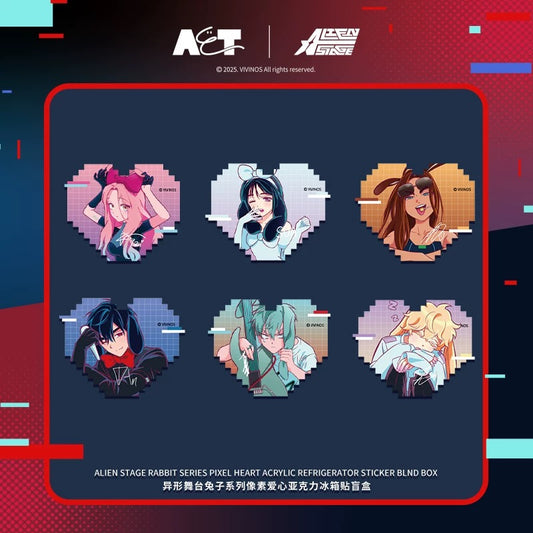 Alien Stage Rabbit Series Pixel Heart Acrylic Refrigerator Sticker - Blind Box