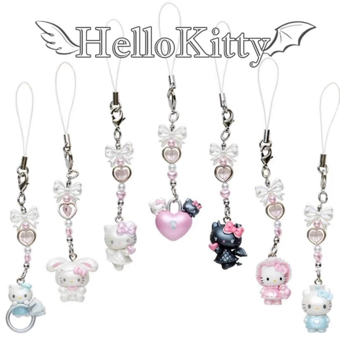 Hello Kitty Angel & Demon Series Phone Strap Charm Blind Box