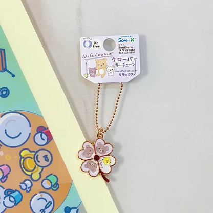 Rilakkuma Four-Leaf Clover Metal Keychain