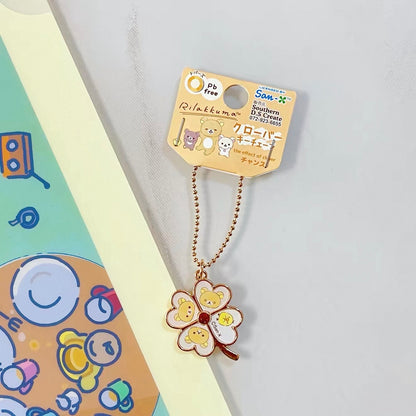 Rilakkuma Four-Leaf Clover Metal Keychain